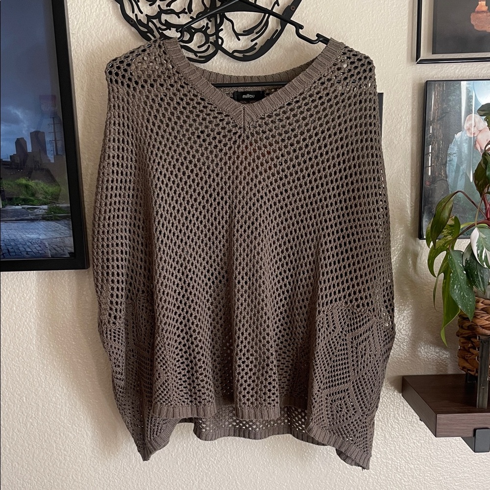Millau Brown Knit Poncho